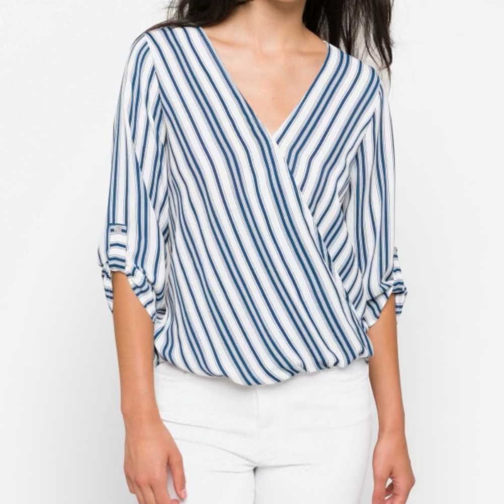 Stitchfix, white with navy stripes, SIZE LARGE